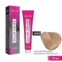 Крем-краска для волос OLLIN Color 10/03 светлый блондин прозрачно-золотистый, 60 мл