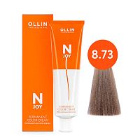 Крем краска для волос OLLIN N-JOY 8/73 светло–русый коричнево–золотистый, 100 мл