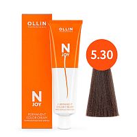 Крем краска для волос OLLIN N-JOY 5/30 светлый шатен золотистый, 100 мл