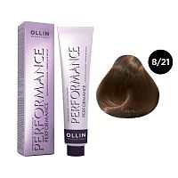 Крем-краска для волос OLLIN Performance 8/21 светло-русый фиолетово-пепельный, 60 мл