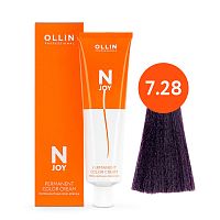 Крем краска для волос OLLIN N-JOY 7/28 русый фиолетово-синий, 100 мл