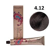 Крем-краска для волос Farmavita Life Color Plus 4.12 каштановый пепельный ирис, 100 мл