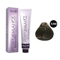 Крем-краска для волос OLLIN Performance 7/09 русый прозрачно-зеленый, 60 мл