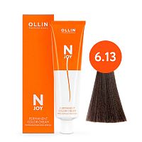 Крем краска для волос OLLIN N-JOY 6/13 темно-русый пепельно-золотистый, 100 мл