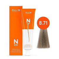 Крем краска для волос OLLIN N-JOY 8/71 светло-русый коричнево-пепельный, 100 мл