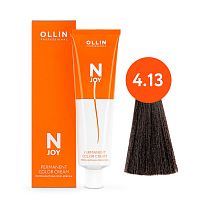 Крем краска для волос OLLIN N-JOY 4/13 шатен пепельно-золотистый, 100 мл