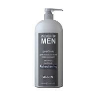 Освежающий шампунь для волос для ежедневного ухода OLLIN Premier For Men, 1000 мл